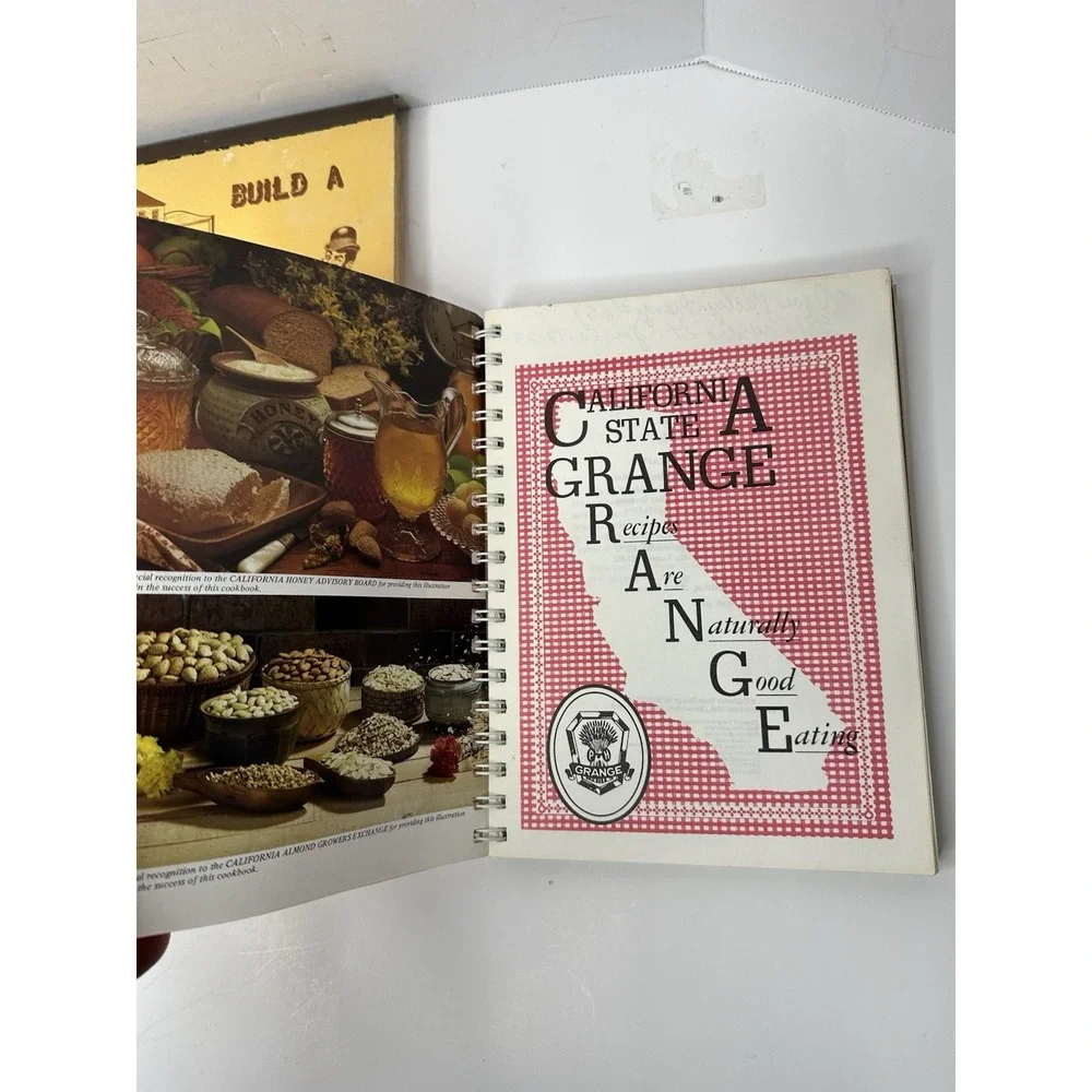 Vintage Church Community Spiral Bound Cookbooks Lot California Grange 1980s 5pc